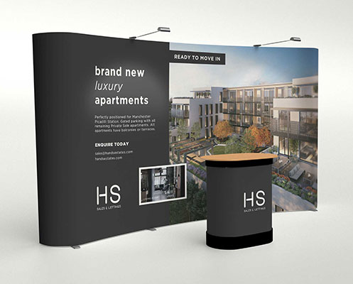 Pop up exhibition display stand and counter