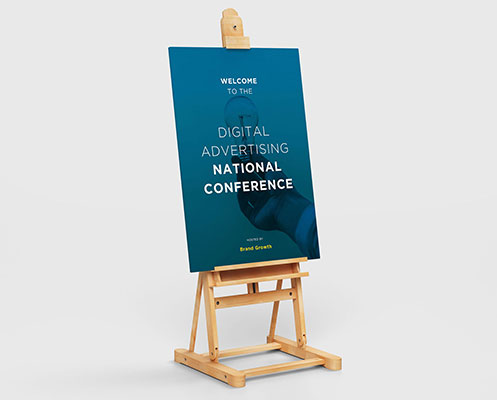 Conference foamex board on wooden easel