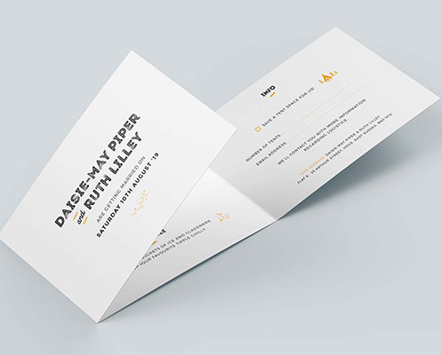 Folded wedding invitation