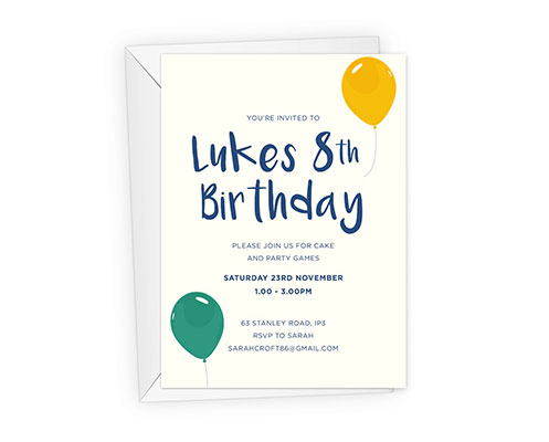 Birthday invitation with balloons