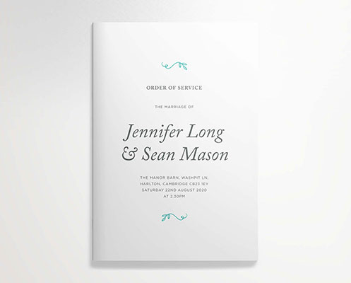 Order of service for a wedding