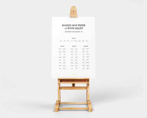 Wedding table plan and easel