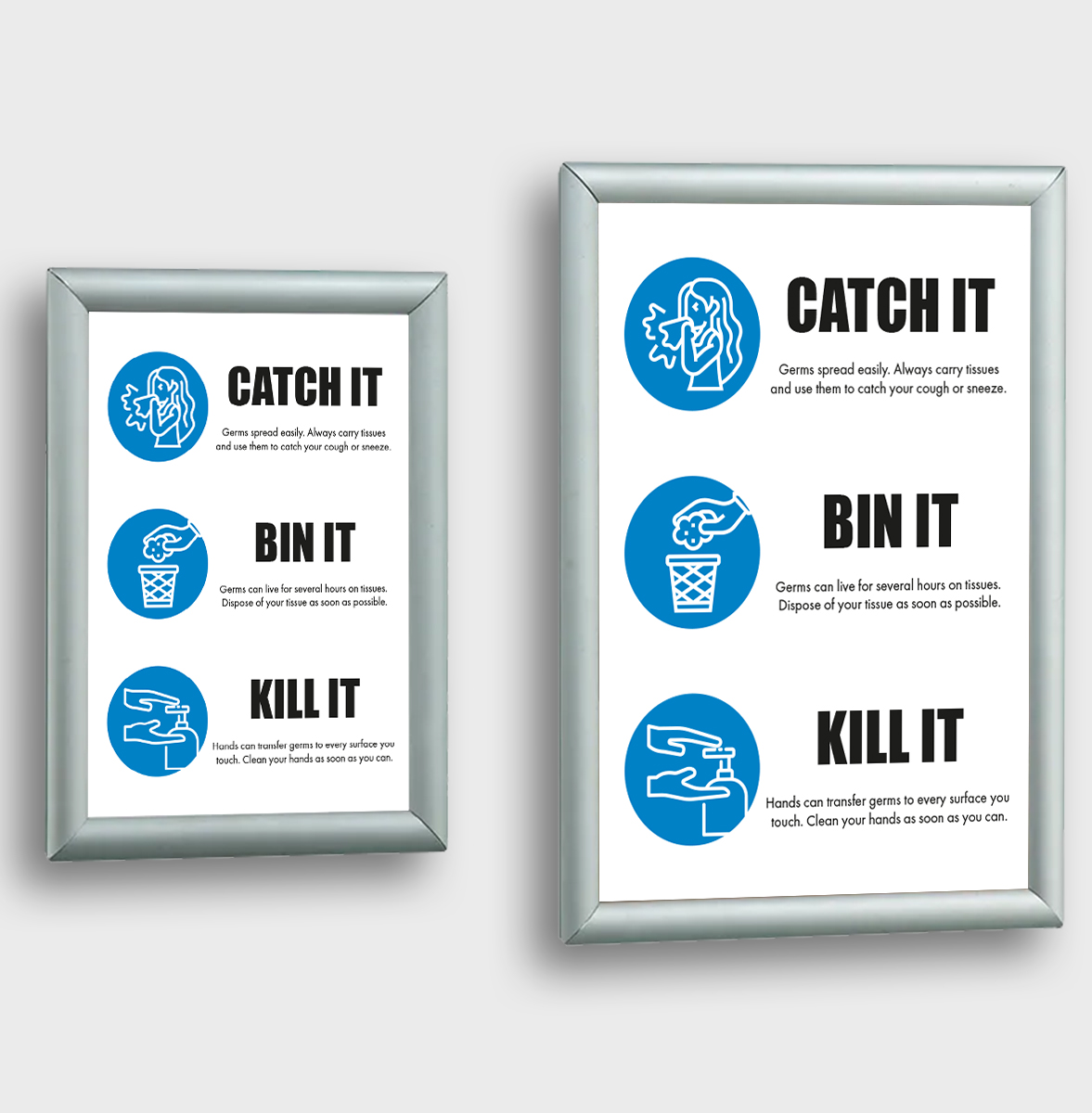 Catch it. Bin it. Kill it posters in snap frames